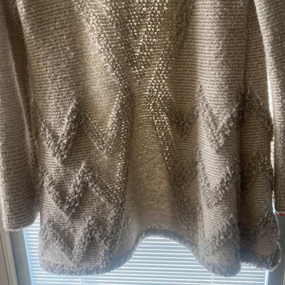 Anthropologie Angel Of The North Wool Blend Drape Tan/Cream Boho Cardigan Large - Picture 4 of 12